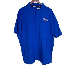 NWT Adidas Blue NCAA Tulsa Quarter Zip Game Mode Short Sleeve Top Size XL